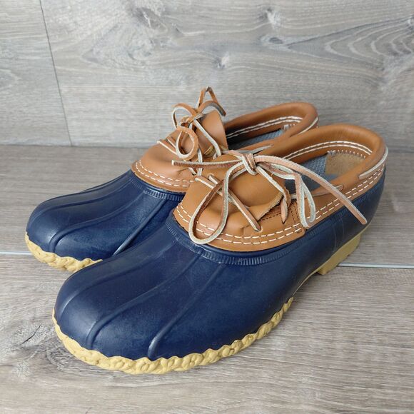LL Bean Boots Mens 9 Low Moc Rubber Leather Waterproof Duck Shoes Maine USA VTG main image 6